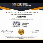 Dream Builder Coaching Certificate for Jana Princ